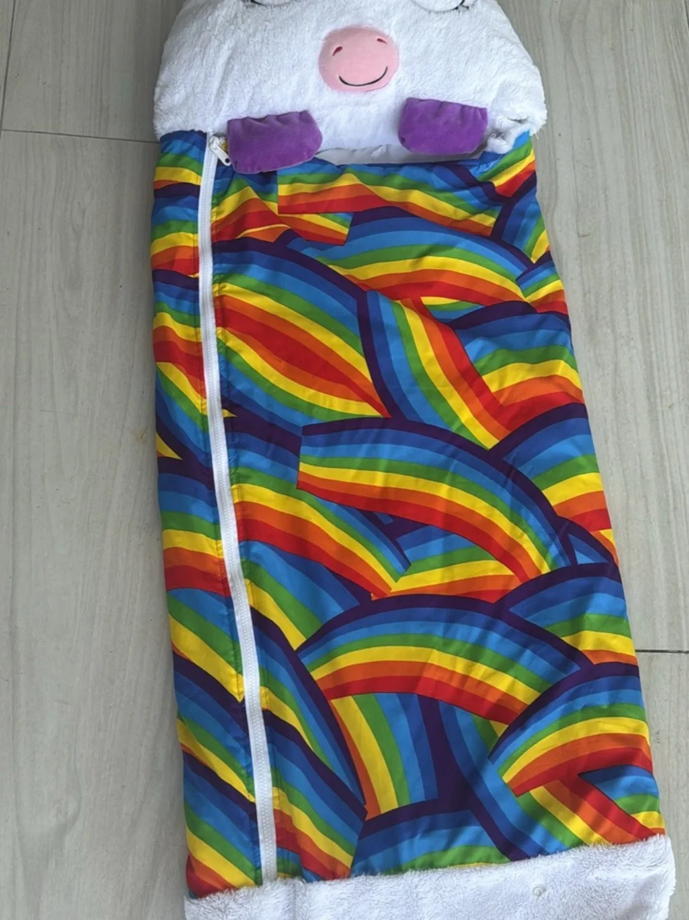 Unicorn Rainbow Kids Sleeping Bag - White & Multicolor